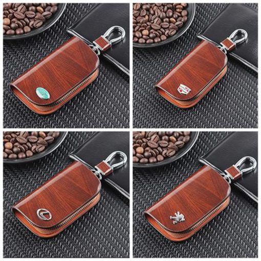 Custom Car Key Fob Leather Case With Your Logo, Fob Cover Protector, RFID Signal blocking Holder Keychain For Ford, Mercedes, Toyota, Lexus, Honda