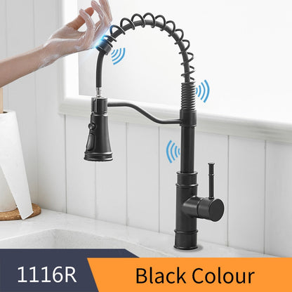 Kitchen Smart Touch Faucets Control, Pull Out Spout Sprayer Single Handle Sink Faucet