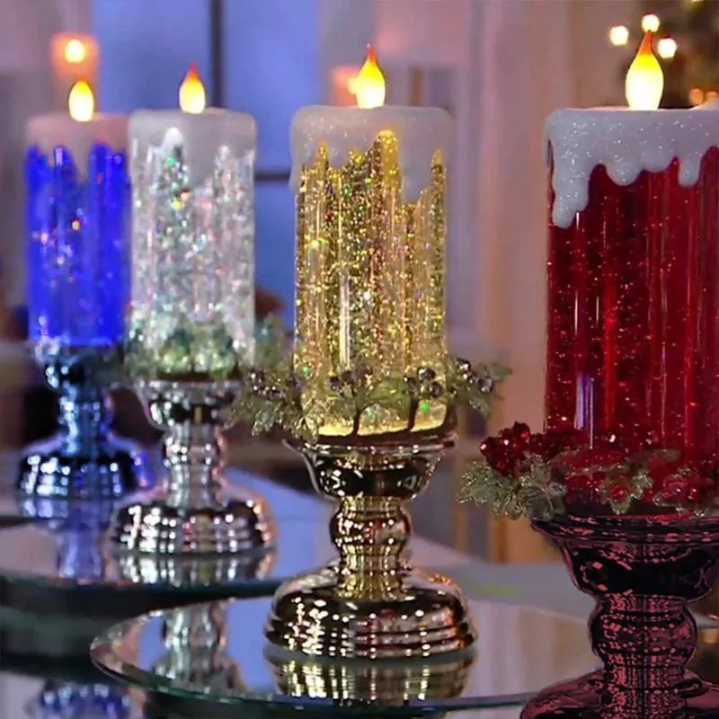 Led Christmas Candles With Pedestal