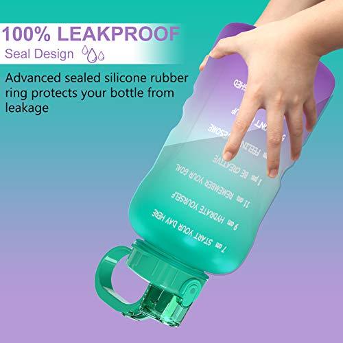 Large 1 Gallon/128oz (When Full) Gallon Water Bottle Motivational with Time Marker & Straw