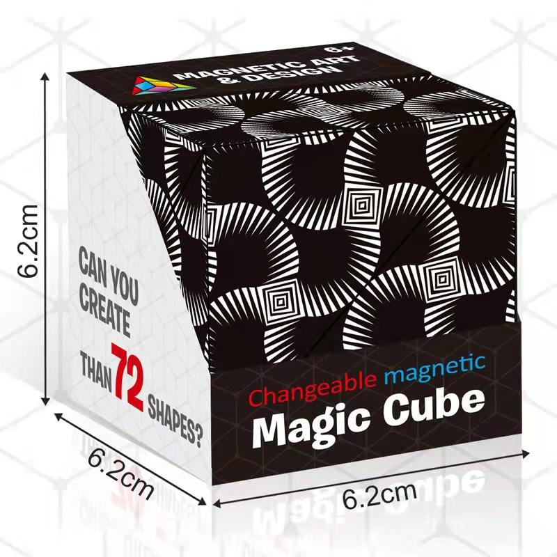 Changeable Magnetic Magic Cube, Anti Stress 3D Office Hand Flip Puzzle Stress Reliever Autism Collection Toys for Kid