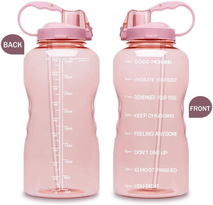 1 Gallon Motivational Water Bottle with Time Marker, Ombre Colors wide mouth, straw lid