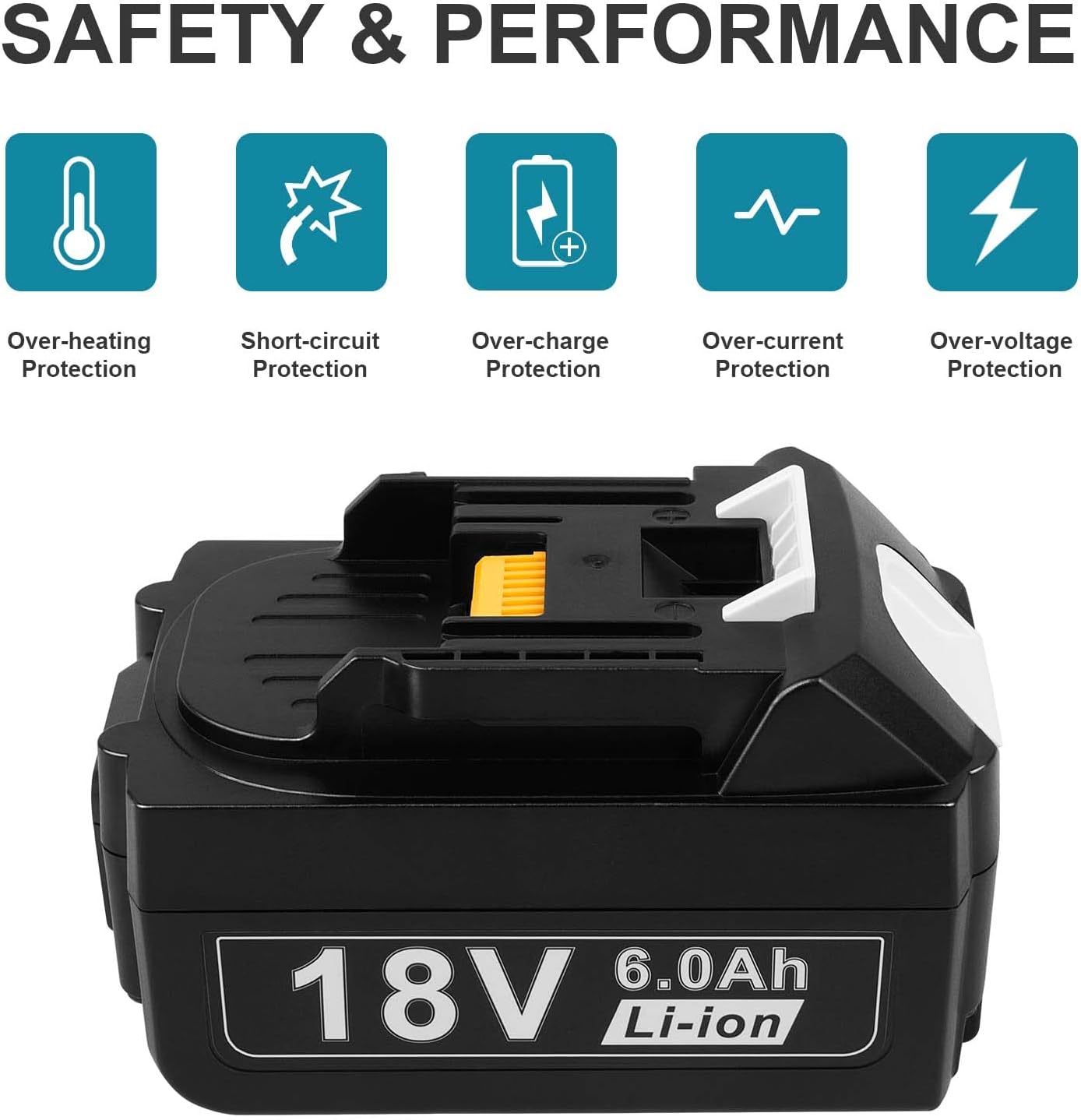 For Makita 18V 6.0Ah LXT Lithium-Ion BL1830 BL1850 BL1860 tool Battery-2Pack
