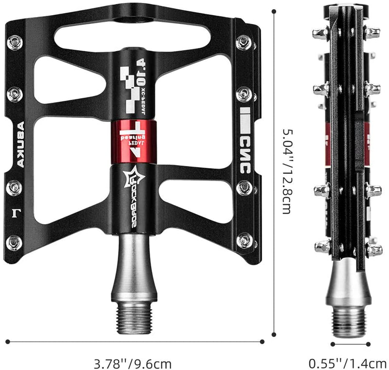 Mountain Bike Pedals, Road Cycling 4 Bearings Pedals, Bicycle Flat non slip Pedwellgo pedalsals spd cleats