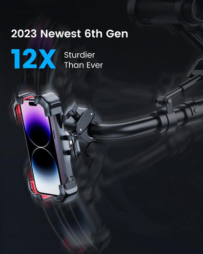 Motorcycle Phone Mount, Auto Lock, Military Anti-Shake, Phone Holder for Bicycle, for Handlebar Mount