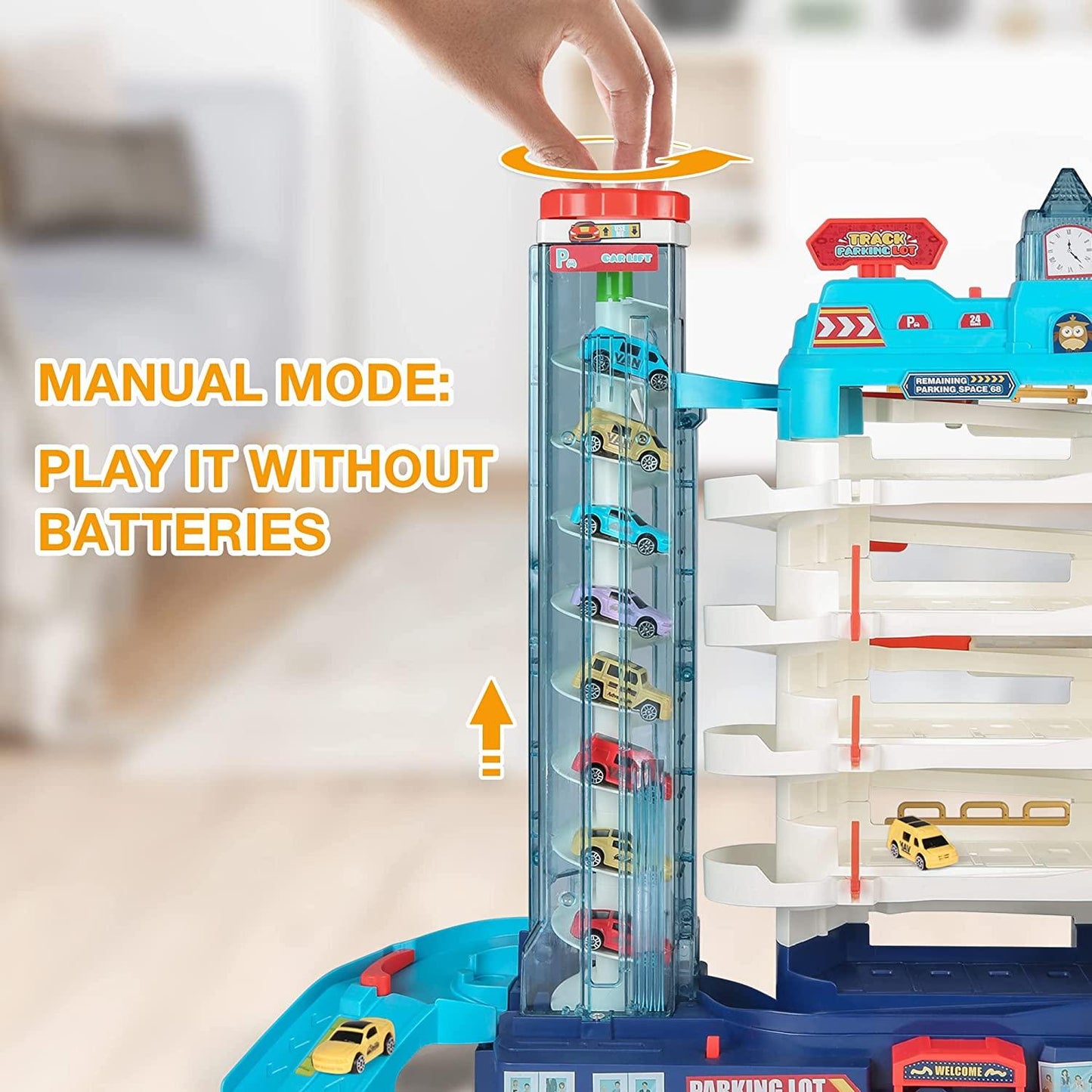 5-Level Car Parking Garage Toy with Race Tracks, Car Ramp Set for 3+Year-Olds