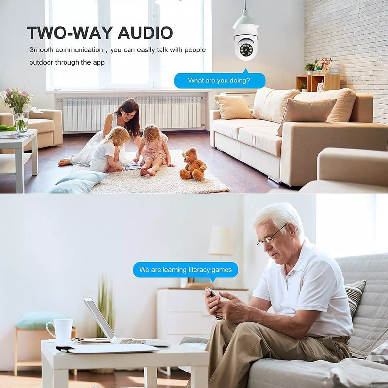 Wireless Wifi Light Bulb Camera Security Camera Premium, 360 Degree DigiEye Bulb Cam