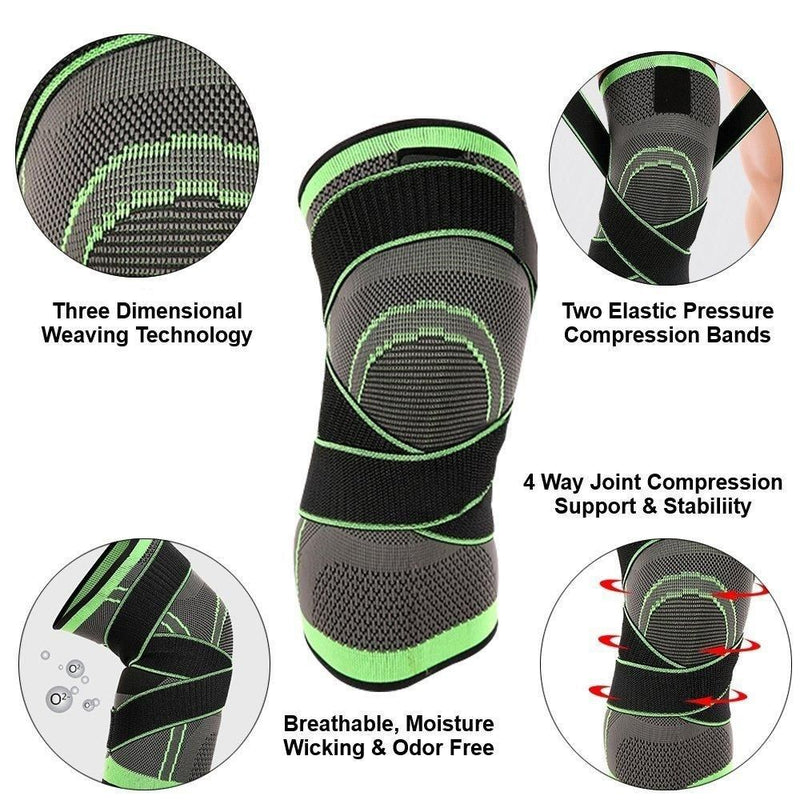 Knee Brace Compression Sleeve with Patella Stability Straps