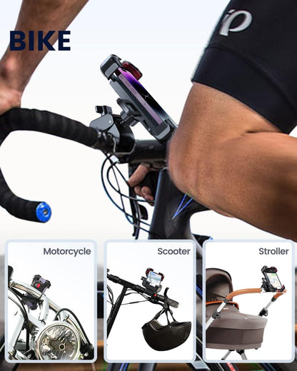 Motorcycle Phone Mount, Auto Lock, Military Anti-Shake, Phone Holder for Bicycle, for Handlebar Mount