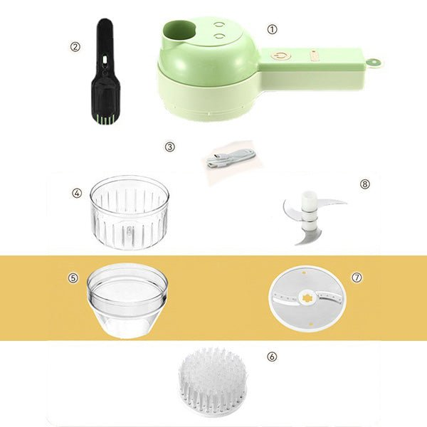 4 In 1 Handheld Electric Vegetable Cutter Set, Wireless Food Chopper Electric Portable Mini Food Chopper for Garlic Pepper Chili Onion