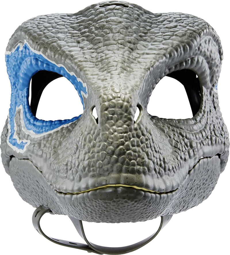 VELOCIRAPTOR BLUE Mask, Dino moving jaw mask, Halloween & Christmas Dinosaur Decoration