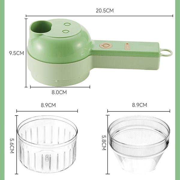 4 In 1 Handheld Electric Vegetable Cutter Set, Wireless Food Chopper Electric Portable Mini Food Chopper for Garlic Pepper Chili Onion
