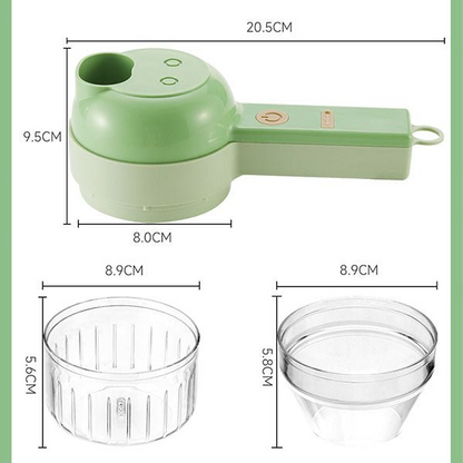 4 In 1 Handheld Electric Vegetable Cutter Set, Wireless Food Chopper Electric Portable Mini Food Chopper for Garlic Pepper Chili Onion