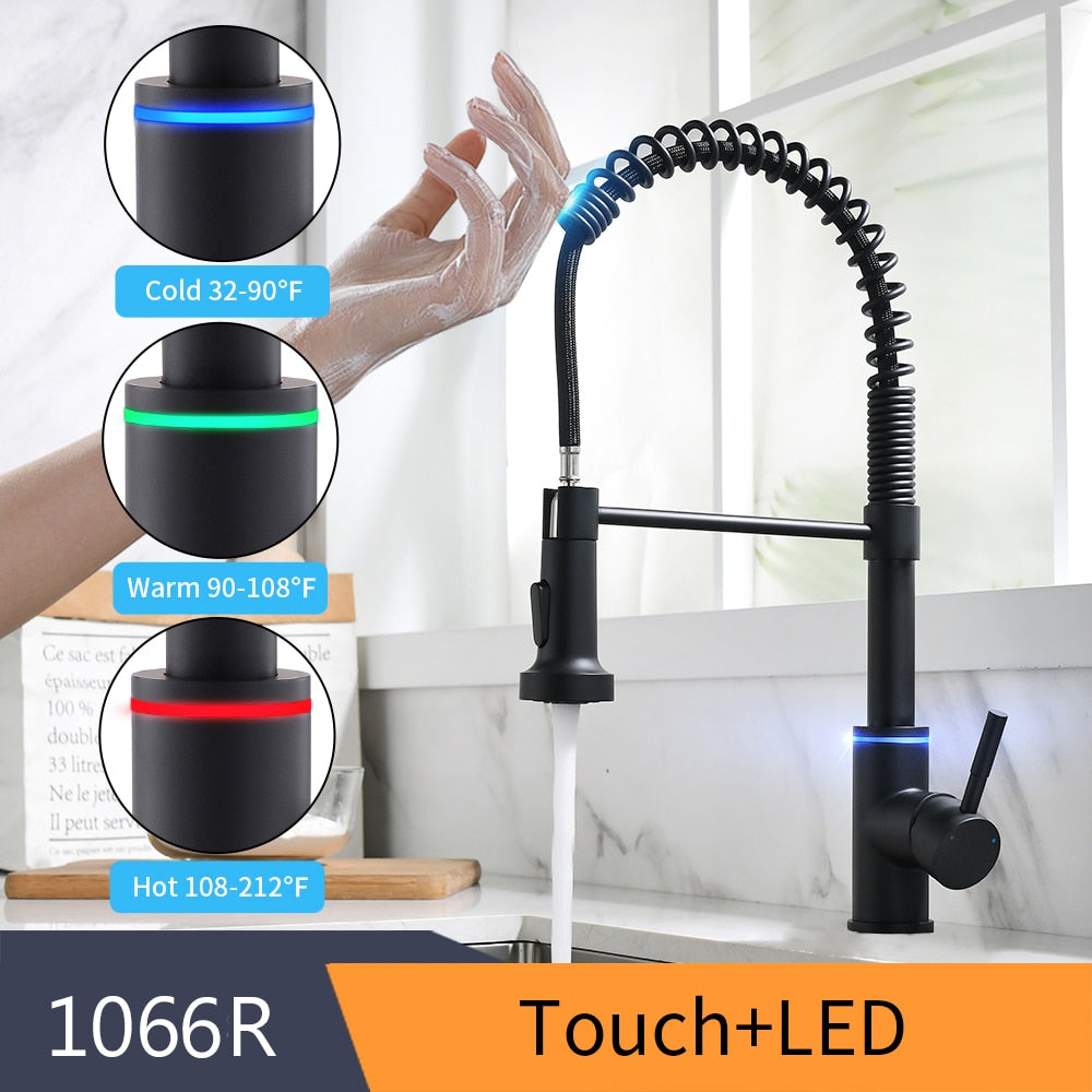 Kitchen Smart Touch Faucets Control, Pull Out Spout Sprayer Single Handle Sink Faucet