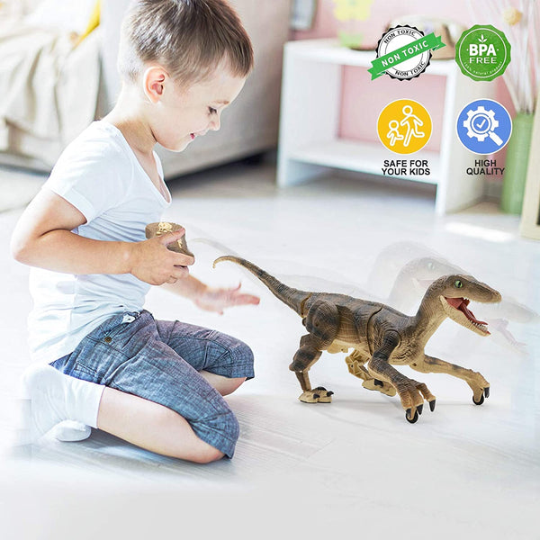 Remote Control Dinosaur, Robot Dinosaur Toys, Jurassic World Walking Velociraptor Rc Toy gift for 4+ year old boy