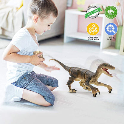 Remote Control Dinosaur, Robot Dinosaur Toys, Jurassic World Walking Velociraptor Rc Toy gift for 4+ year old boy
