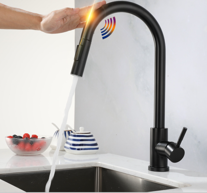 Kitchen Smart Touch Faucets Control, Pull Out Spout Sprayer Single Handle Sink Faucet