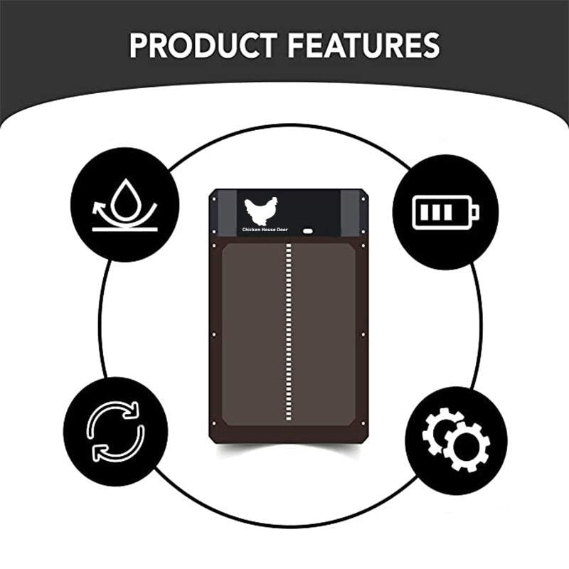 Automatic Chicken Coop Door, Solar Light Sensor Auto Hen Guard Door Opening Timer