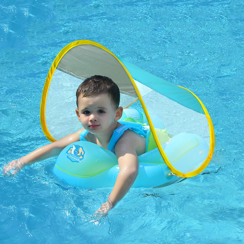 Baby Infant Swimming Pool Float with Canopy, Inflatable Infant Float Ring for Kids & Toddlers