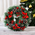 Christmas wreath Garland Pinecone red berry bow manual Christmas living room wreath front door hung window props decoration