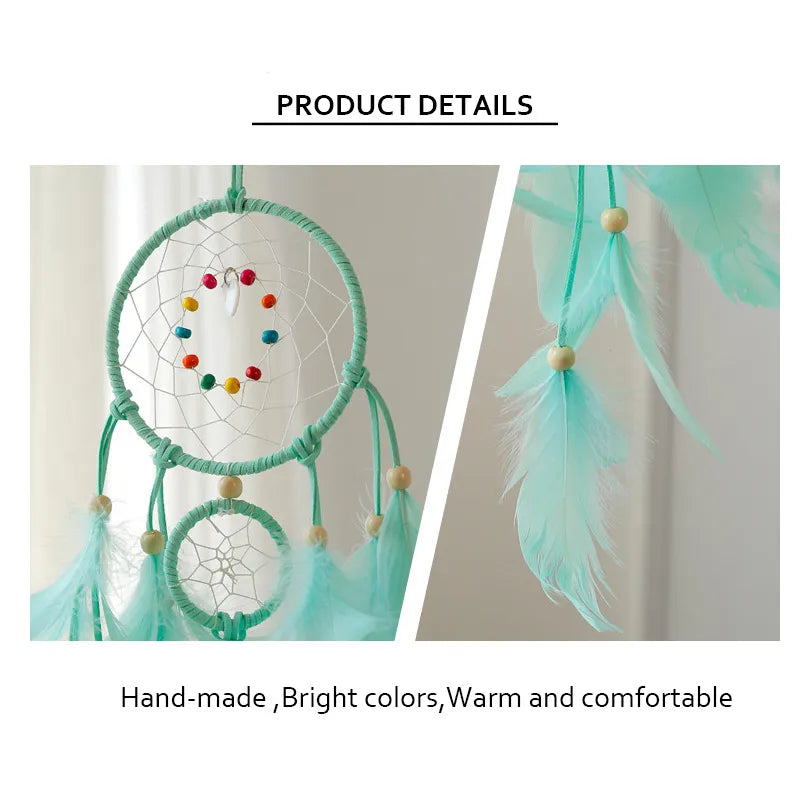 Dream Catcher LED Night Light Indian Style Dreamcatcher Handmade Wind Chimes Hanging Pendant Home Wall Art Decorations