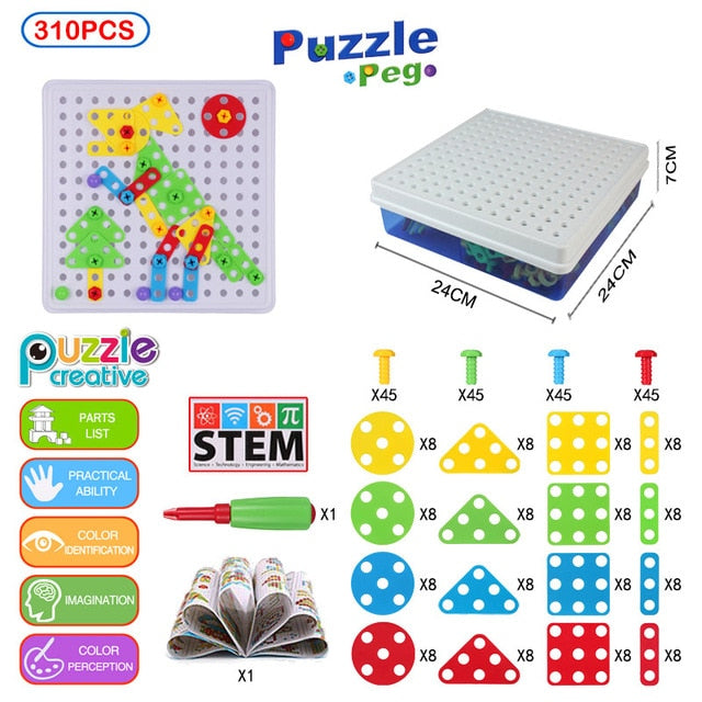 310 Pcs Drilling Mosaic Puzzle Toys, Best Popular Educational Fat Brain Toys For Kids