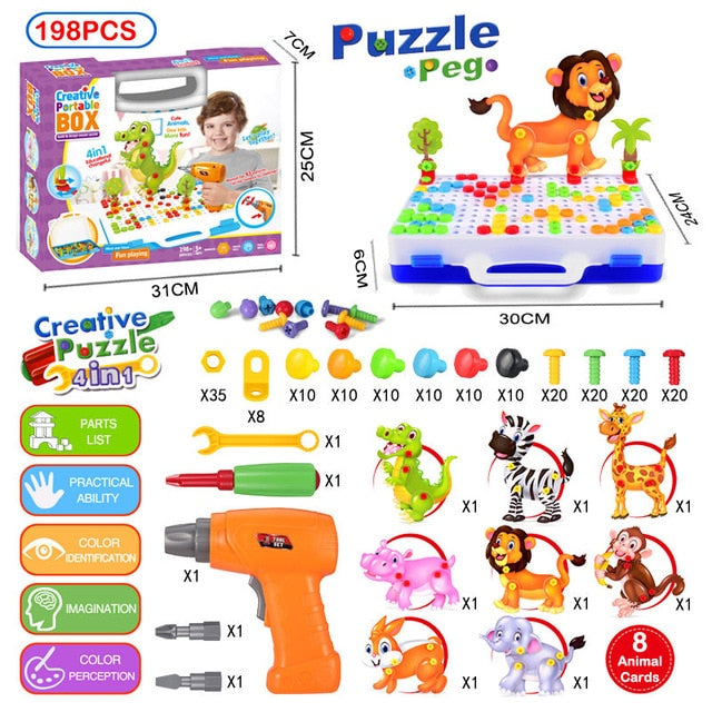 310 Pcs Drilling Mosaic Puzzle Toys, Best Popular Educational Fat Brain Toys For Kids