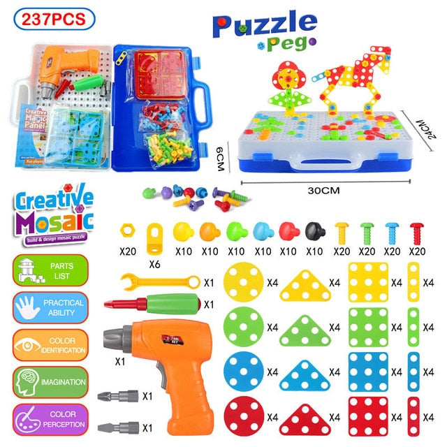 310 Pcs Drilling Mosaic Puzzle Toys, Best Popular Educational Fat Brain Toys For Kids