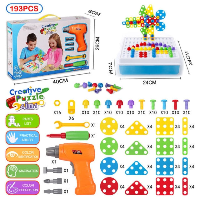 310 Pcs Drilling Mosaic Puzzle Toys, Best Popular Educational Fat Brain Toys For Kids