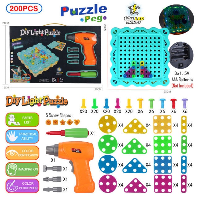 310 Pcs Drilling Mosaic Puzzle Toys, Best Popular Educational Fat Brain Toys For Kids