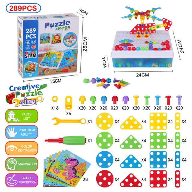 310 Pcs Drilling Mosaic Puzzle Toys, Best Popular Educational Fat Brain Toys For Kids