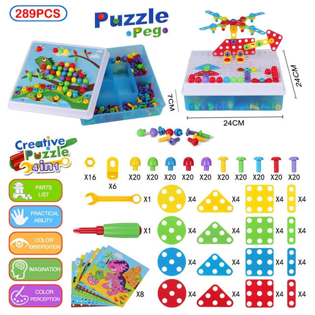 310 Pcs Drilling Mosaic Puzzle Toys, Best Popular Educational Fat Brain Toys For Kids