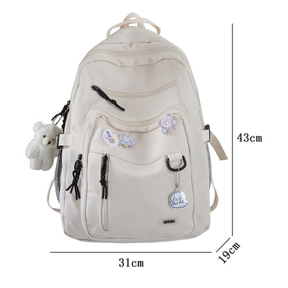 Fashion Big Student Backpack New Nylon Canvas Girls School Bag