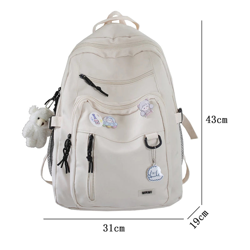 Fashion Big Student Backpack New Nylon Canvas Girls School Bag