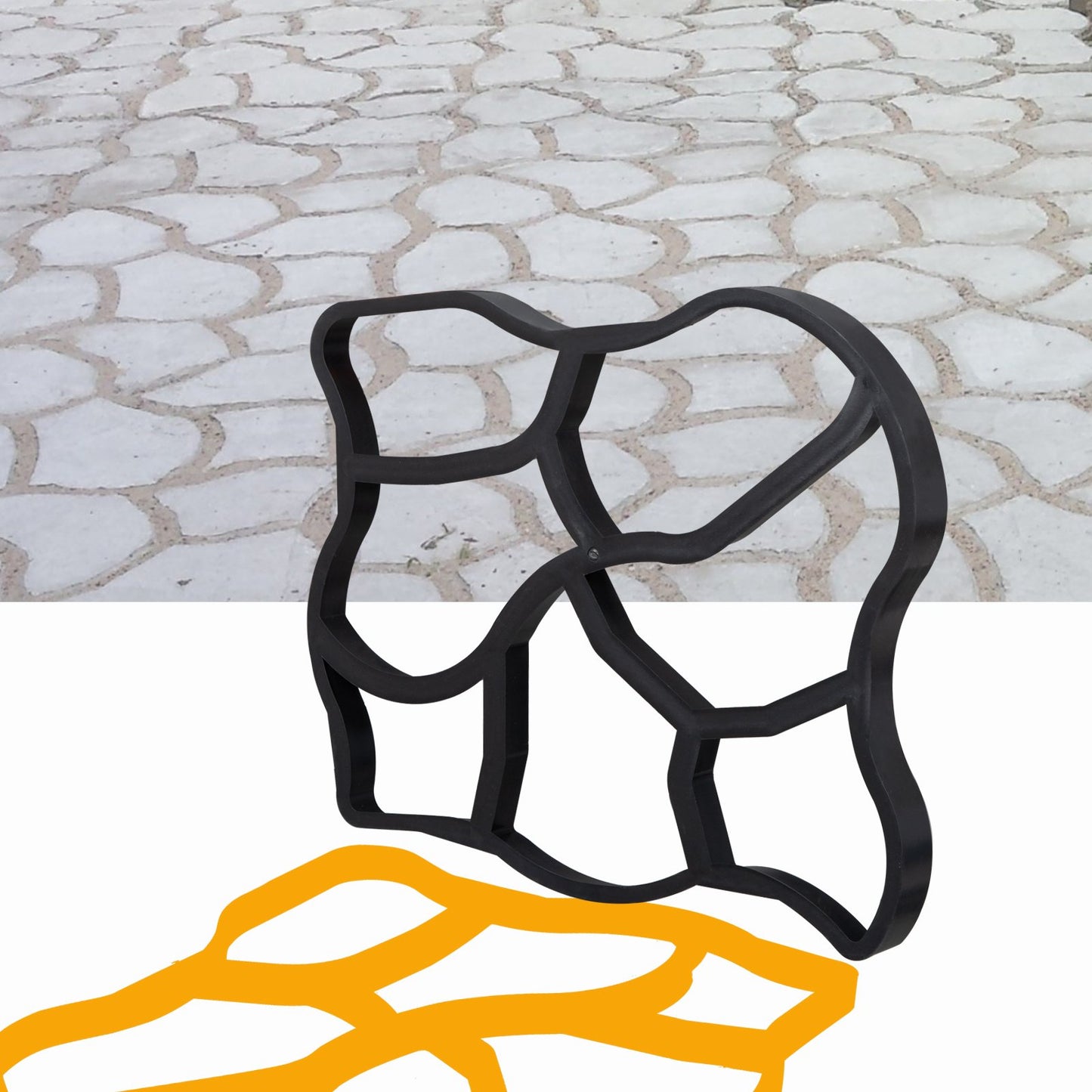 3 Pack DIY Walk Path Maker Pathmate Stone Concrete Molds 16x16x1.6 Inch/ 23.6x19.7x1.8 Inch