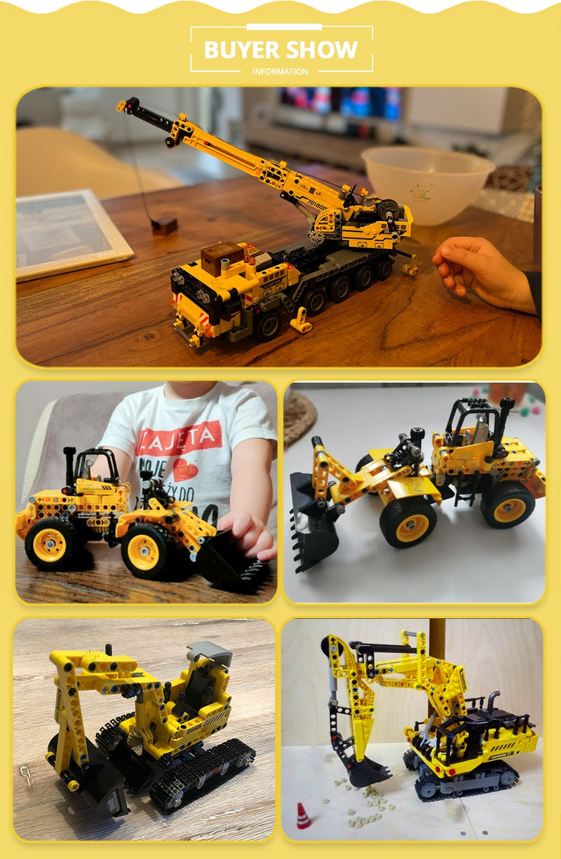 Engineering Truck Tech Building Block City Construction Toy For Children Boy Adults Excavator Bulldozer Crane Car Brick