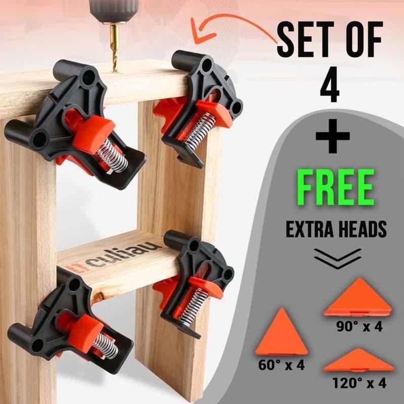 90 Degree Angle Clamps, DIY Wood working Corner Clip, Right Angle Clip Fixer, Set of 4 Clamp Tool with Adjustable Hand Tools