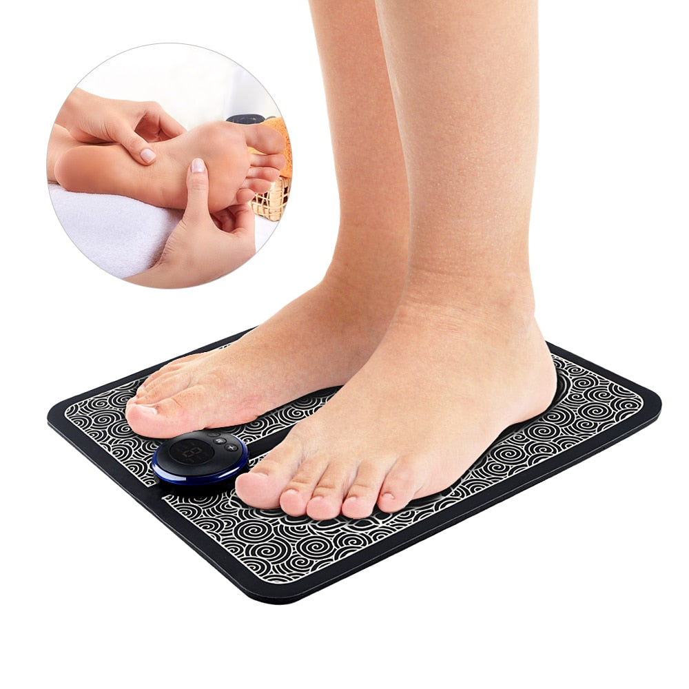 EMS FOOT MASSAGER PAD Electric Relief Pain Relax Feet Acupoints Massage Mat Shock Muscle Stimulation Improve Blood Circulation