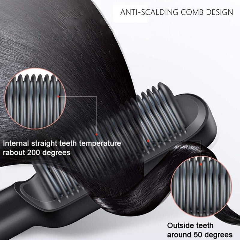 Hair Iron Straightener Styling Comb, Hair Brush And Curler, Portable Electric Straightening Pressing Comb