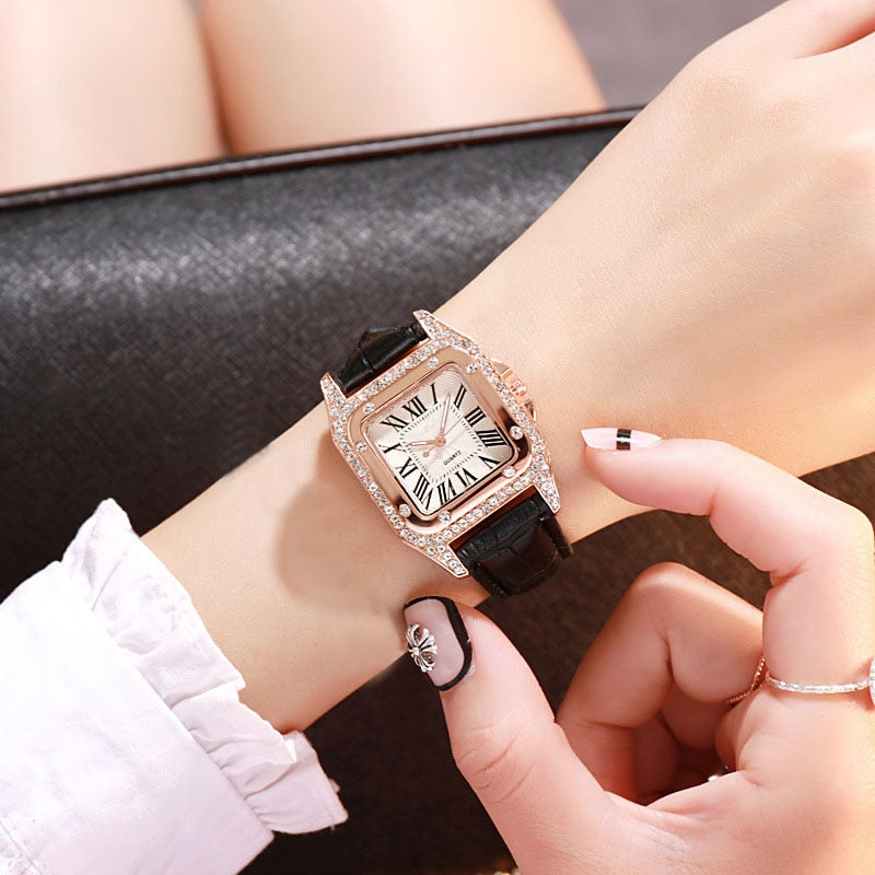 Luxury Women Diamond Watch with FREE Bracelet