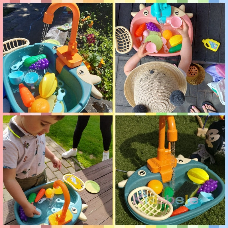 Kids Kitchen Toys Simulation | Electric Dishwasher Pretend Mini Kitchen Food Educational Girls Playing