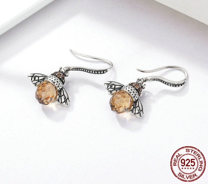 Dancing Bees Earrings - 925 Sterling Silver