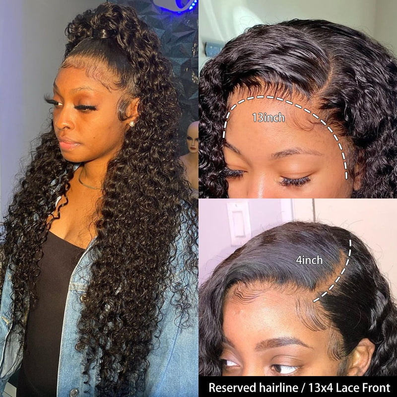 Water Wave Lace Front Wig Full Lace Front Human Hair 30 34 Inch HD Wet And Wavy Loose Deep Wave Frontal