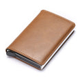 Customized Wallet Credit Bank Card Holder Men Smart Wallet RFID Aluminium Box Cardholder Retro Leather Wallets Money Clips Purse