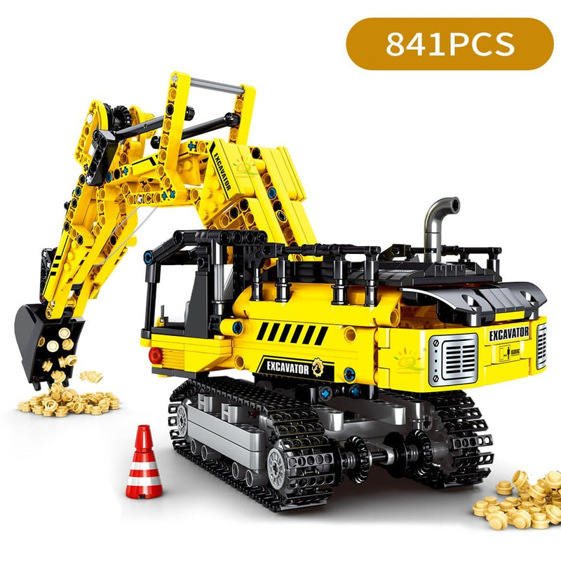 Engineering Truck Tech Building Block City Construction Toy For Children Boy Adults Excavator Bulldozer Crane Car Brick