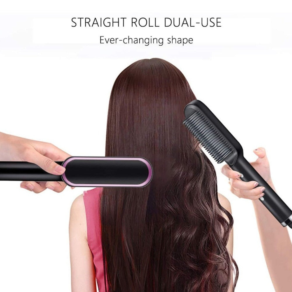 Hair Iron Straightener Styling Comb, Hair Brush And Curler, Portable Electric Straightening Pressing Comb