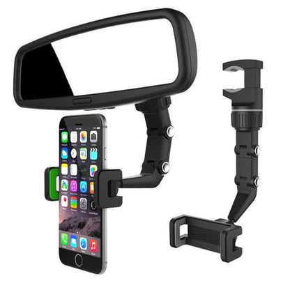 Multifunctional Universal 360° Rotation Mirror Mount Holder Mobile Phone Car Rearview Adjustable