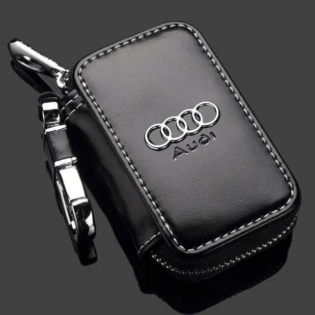 Leather Car Key Case With Logo, Fob Cover Holder, Customized Truck KeychaIn Holder