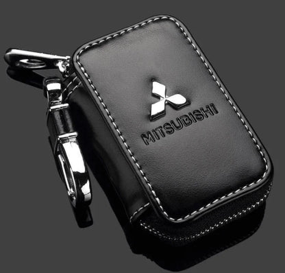 Leather Car Key Case With Logo, Fob Cover Holder, Customized Truck KeychaIn Holder