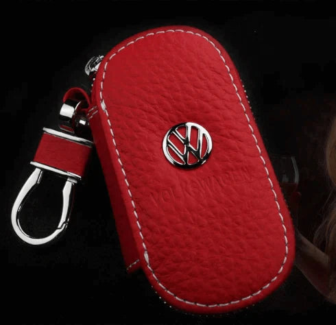 Leather Car Key Case With Logo, Fob Cover Holder, Customized Truck KeychaIn Holder